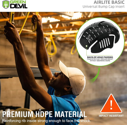 GREEN DEVIL Universal Bump Cap Insert for Baseball Caps Vented Lightweight Safety Bump Hat Insert 1-Pack Black